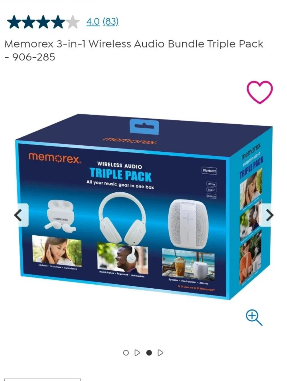 Memorex Black 3-in-1 Wireless Audio Bundle — Earbuds, Headphones & Speaker